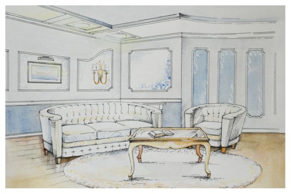 Эскиз интерьера литературной гостиной