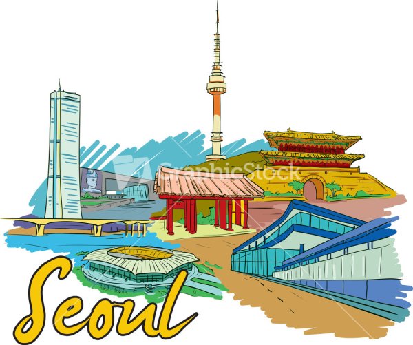 Векторная иллюстрация Сеул