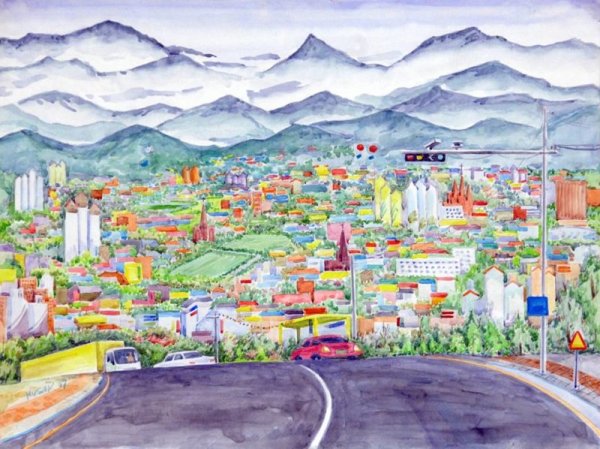 Город акварель Сеул