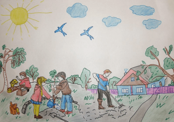 Рисунок на тему субботник