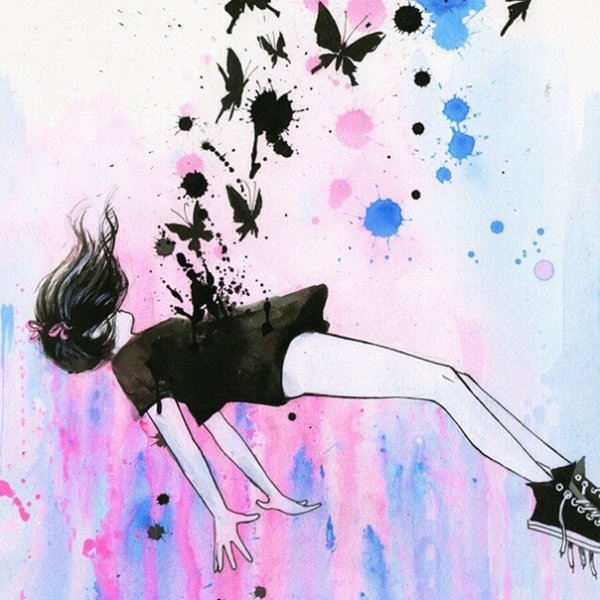 Падающая девушка для срисовки