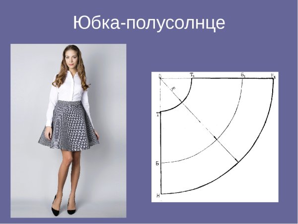 Конструкция юбки полусолнце