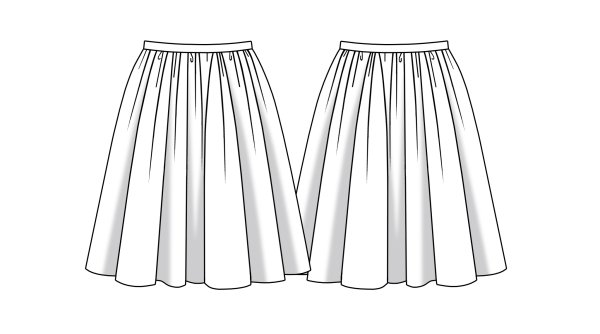 Юбка солнце клёш эскиз