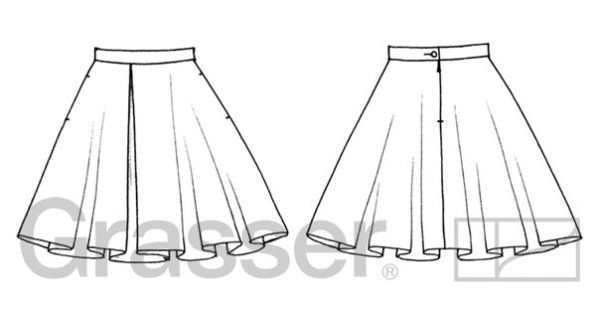 Юбка солнце эскиз спереди и сзади