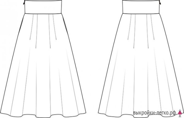 Технический эскиз юбки со складками