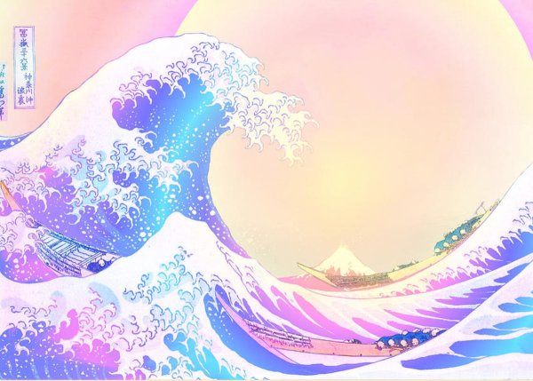 Большая волна в Канагаве ретровейв