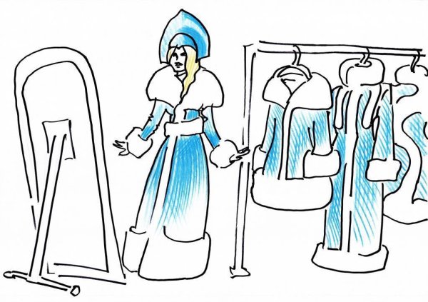 Раскрашиваем наряд Снегурочки