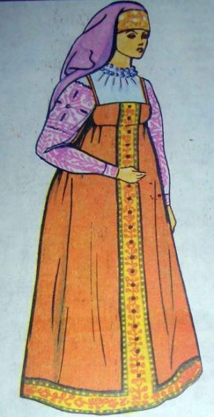 Древнерусский костюм женский рисунок