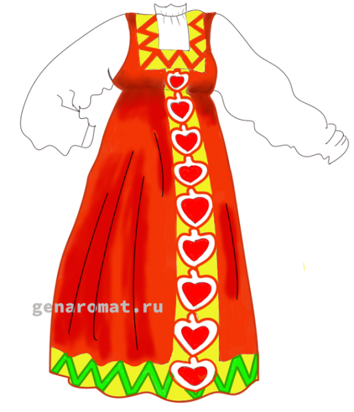 Рисование русской народной одежды сарафан