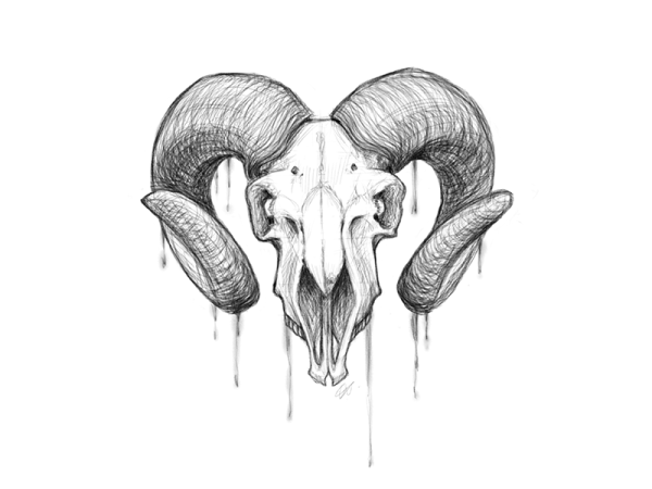 Череп козла тату