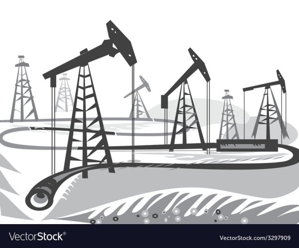 Нефтяная вышка черно белая