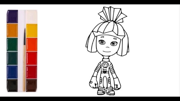 Фиксики Нолик и Симка на белом фоне