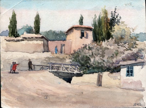 Живопись пейзаж кишлак Узбекистан