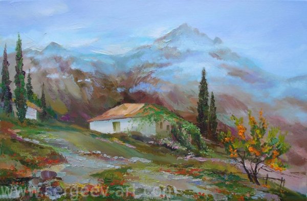 Горы пейзаж живопись мастер класс Сахарова
