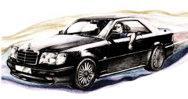 Мерседес Бенц w124 карандашом