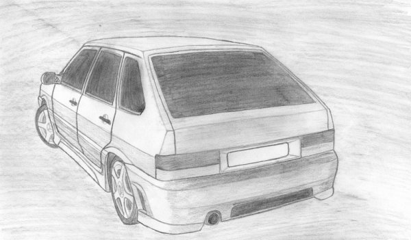 ВАЗ 2114 сзади рисунок