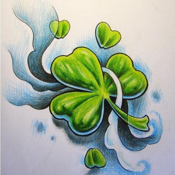 Тату Клевер четырехлистный эскизы