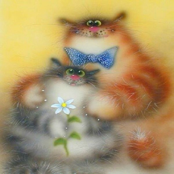 Пушистики Льва Бартенева с цветами