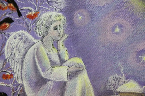 Зимний ангел гелевой ручкой