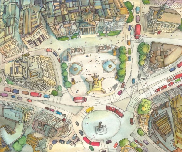 Трафальгарская площадь на карте Лондона