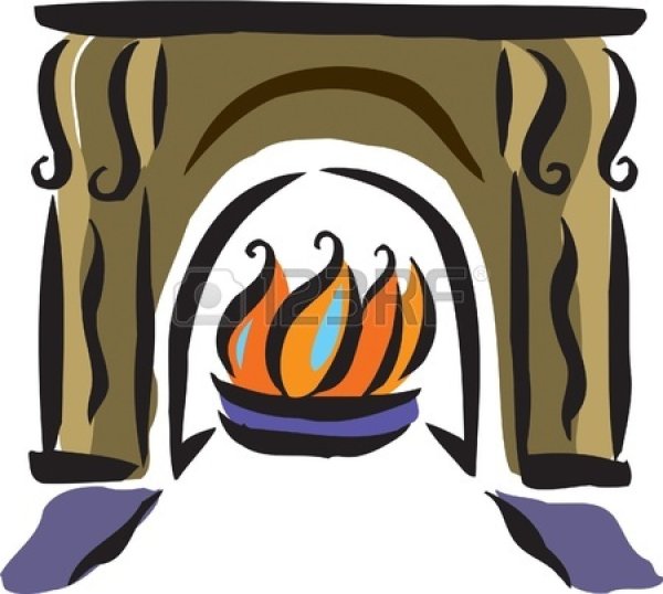 Нарисованный очаг на стене