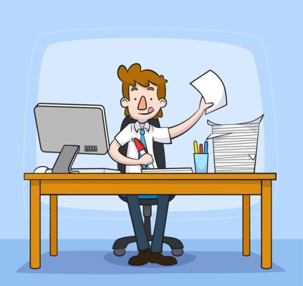 Мультяшный офисный работник
