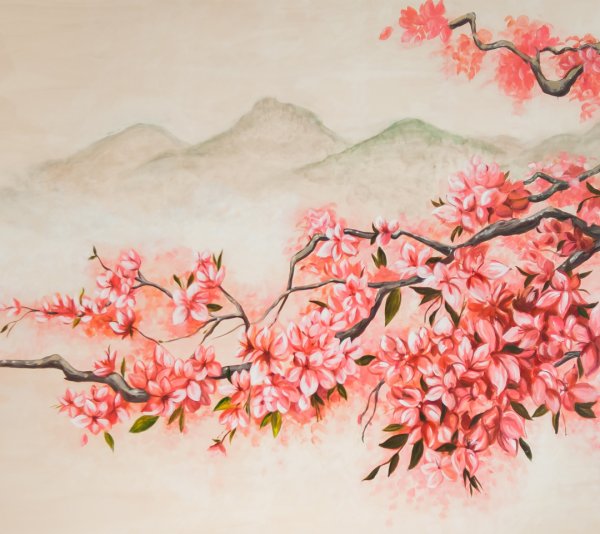 Китайская живопись цветение Сакуры