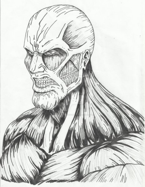 Колоссальный Титан черно белый