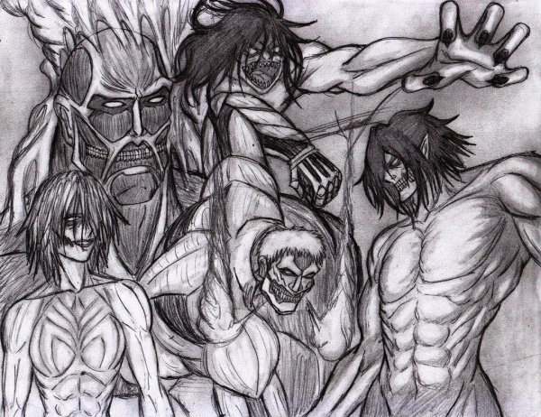 Колоссальный Титан и атакующий Титан битва