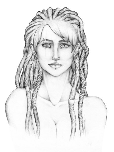 Прическа с дредами эскиз