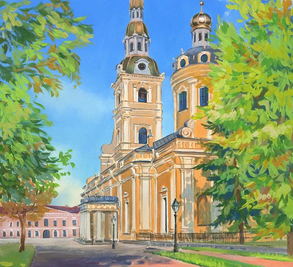 Петропавловская крепость карандашом