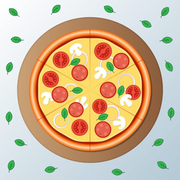 Нарисовать пиццу круглую