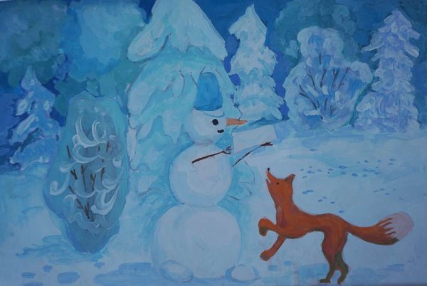 Снеговик почтовик рисование