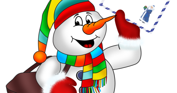 Снеговик почтовик на прозрачном фоне