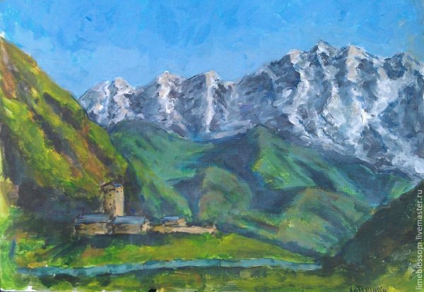 Пейзаж акварель Грузия