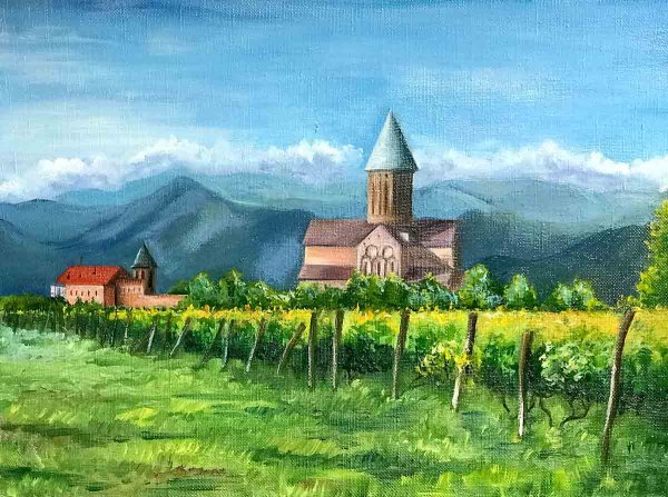 Грузия Казбеги акварель