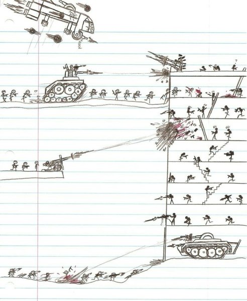 Рисунки войнушки в тетради