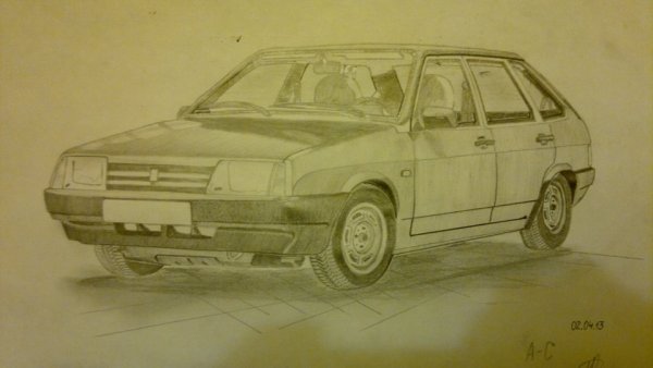 ВАЗ 2108 спереди карандашом