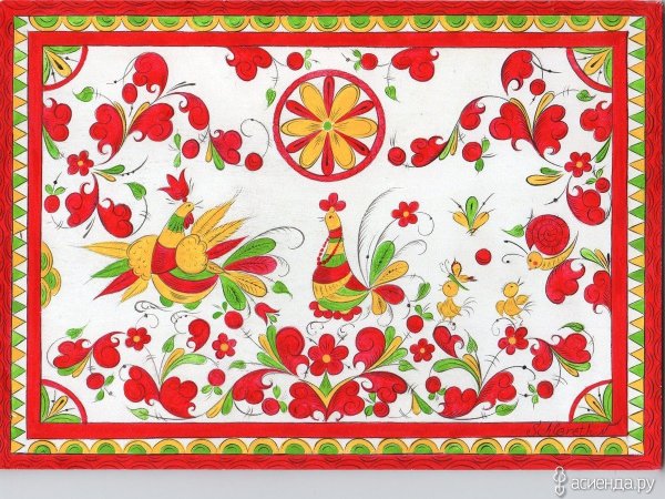 Растительный орнамент Борецкая роспись