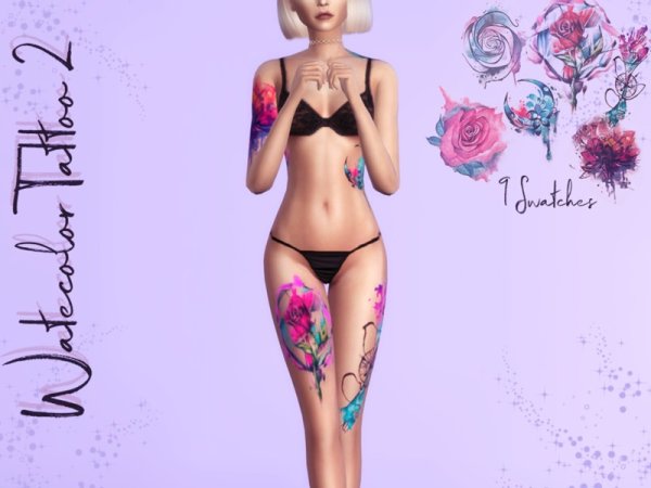 Симс 4 тату цветы