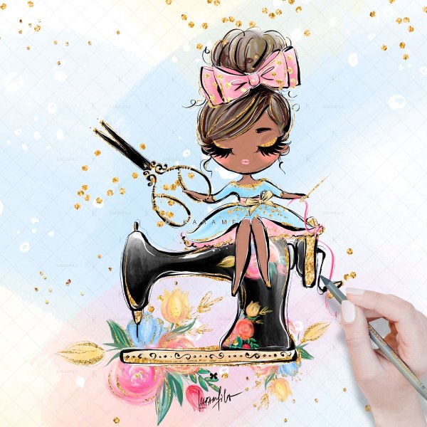 Портной на белом фоне