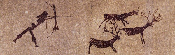 Наскальные рисунки первобытных людей охота