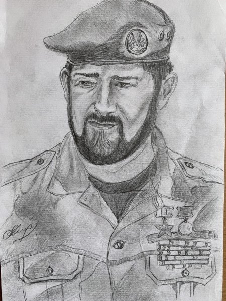 Портрет Рамзана Кадырова карандашом