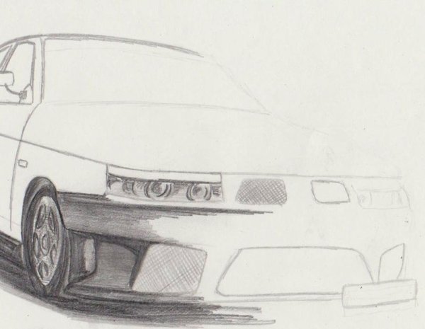 Легкий рисунок машины ВАЗ 2110