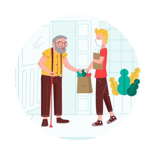 Старики и волонтеры вектор