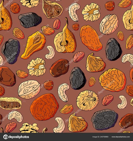 Сухофрукты орехи паттерн