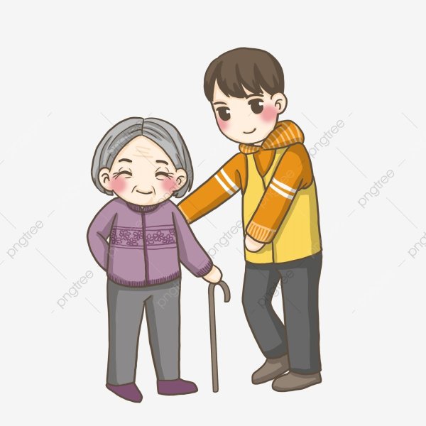 Иллюстрация помогаю пожилым людям