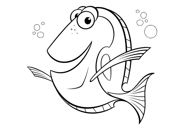 Разукрашка рыбка дори