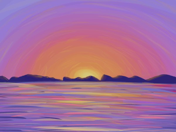 Малиновый закат рисунок карандашом