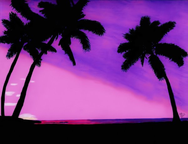 Пальмы фиолетовый закат